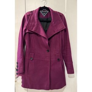 Tommy Hilfiger Jacket Women's size 2 Purple Double Breasted Wool Pea Coat